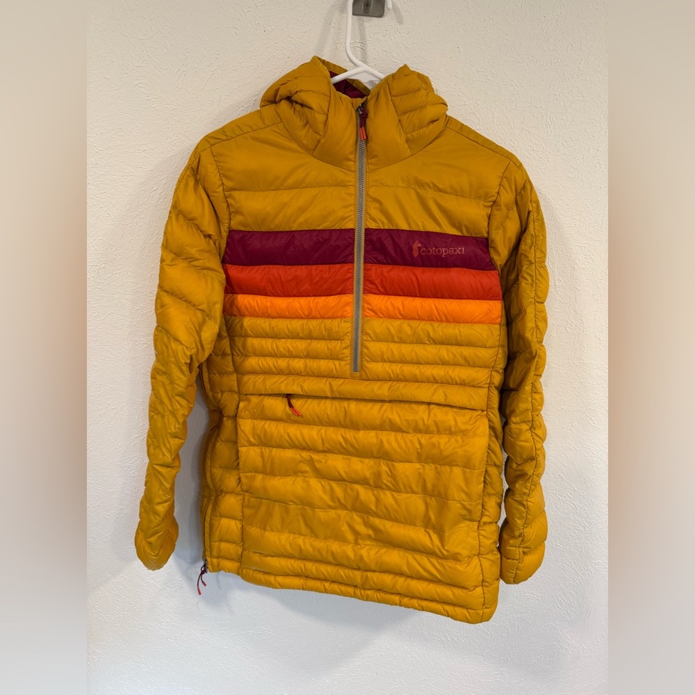 Cotopaxi Fuego Down Hooded Pullover, Amber Stripes, XS - Picture 7 of 15